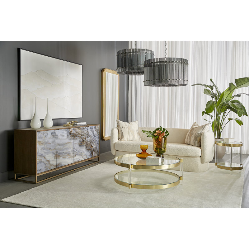 Lustre tambour en verre à intensité variable Kore - gris, H 15 po x l 28,75 po x P 28,75 po