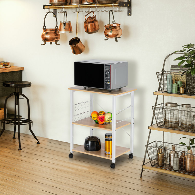 Étagère de poste de travail de chariot de rangement pour four à micro-ondes à 3 niveaux Baker's Rack