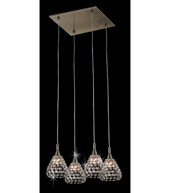 4 - Light Chrome Cluster Pendant, Antique Brass