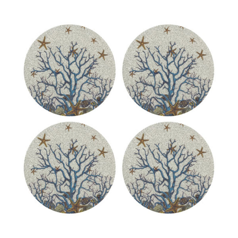 Napperon Coral Reef, Blanc turquoise