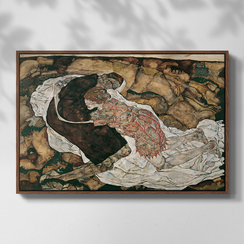 La mort et la jeune fille, 1915 - Egon Schiele, toile tendue avec châssis, 16 x 24, Noyer
