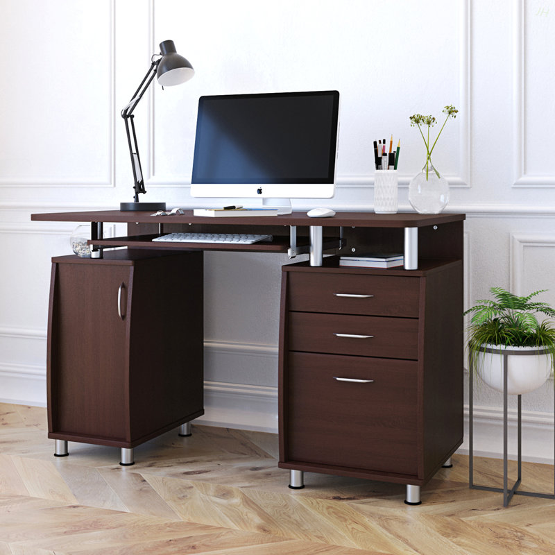 Bureau d'ordinateur avec rangement Techni Mobile, Brun