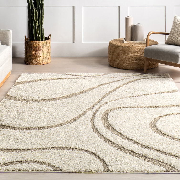 Baltej Modern Shag Cream/Ivory Area Rug