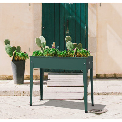 Herstera Metal Galvanized Steel Raised Garden Elevated Planter Green