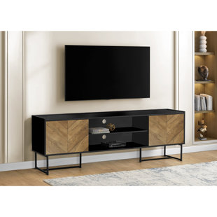 Meuble télé 72 po Meuble audio-vidéo Meuble de rangement pour salon, chambre à coucher et métal stratifié contemporain moderne