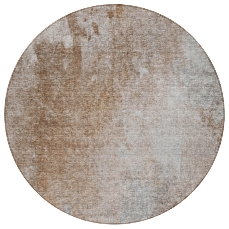 Farl Washable Abstract Indoor / Outdoor Rug, Round 8'