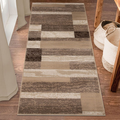 Tapis de couloir beige 8 pi résistant aux taches