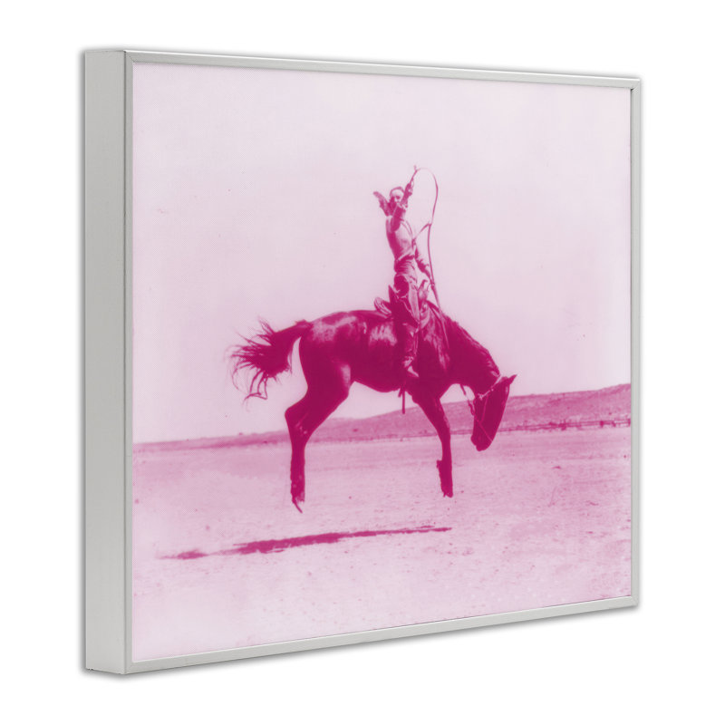 Art de la giclée rose au galop par Daphne Polselli, Estampe numérique encadrée blanc bord de mer, H 11 po x l 14 po