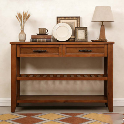 Console Sofa Table with 2 Storage Drawers and 2 Tiers Shelves