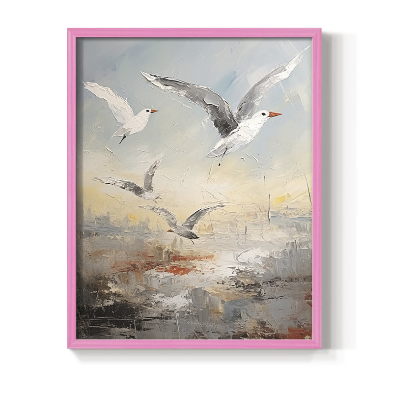 NAUTICAL Series CDLII Framed Print - Solid Wood, Pink, 30" H x 24" W
