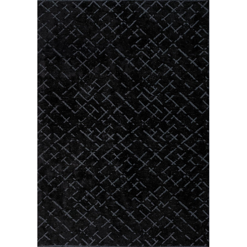 Rapture Abstract Area Rug in Black, Rectangle 6'7" x 8'3"