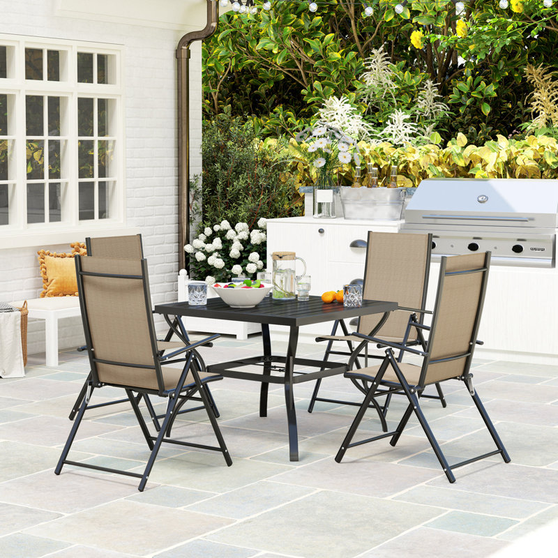 Patio Dining Set Table,, Brown