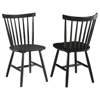 Halie Dining Side Chair Set Of 2, Spindle Back, Black Asian Hardwood
