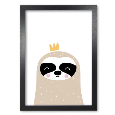 Scandi Sloth With Crown - Print