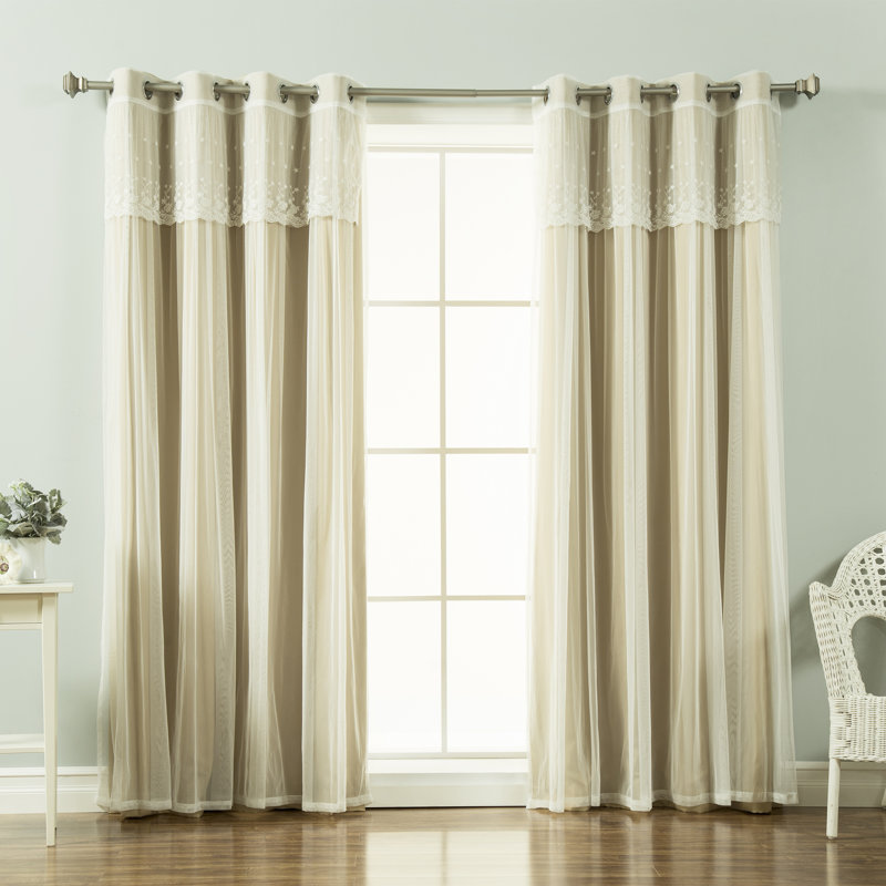 Crenshaw Solid Room Darkening Thermal Grommet Curtain Panels, Wheat, 52''W X 96''H
