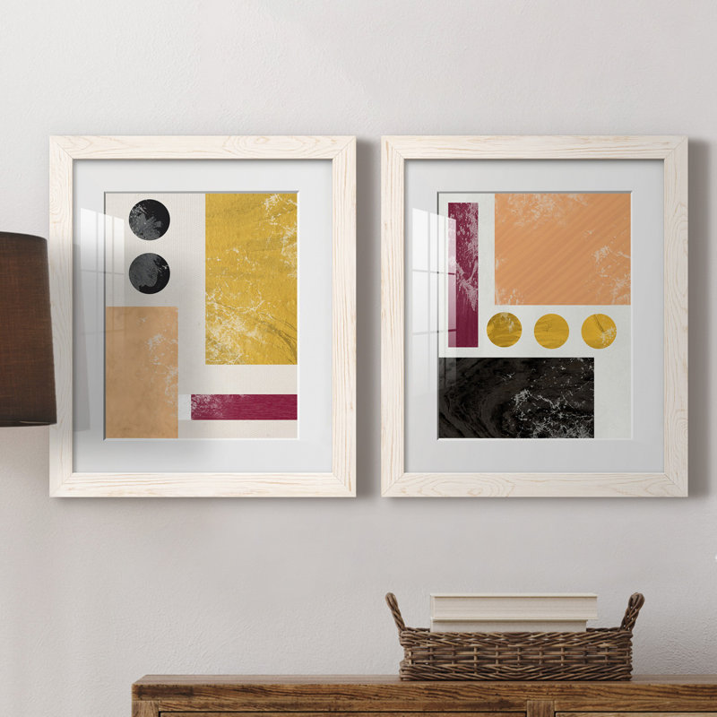 Essie Abstract I - Ensemble de 2 reproductions d'art, Papier encadré blanc, Blanc, H 24 po x l 36 po x P 1,5 po