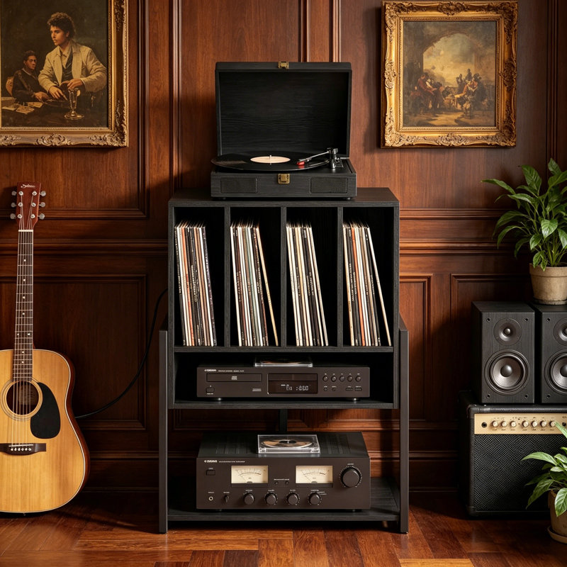 76.5cm H Media Shelves, Black