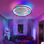 Ventilateur de plafond fermé à DEL 19 pouces à intensité variable avec télécommande encastrée 6 vitesses pour fête de chambre à coucher