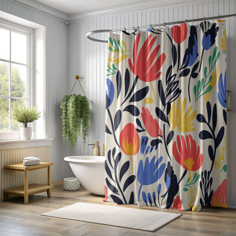 Rideau de douche standard 1 pièce Henri-Inspired, H 74 po x l 71 po