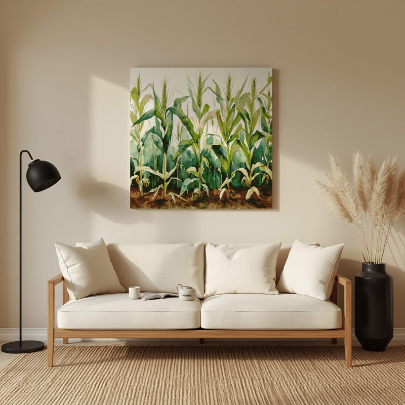 Art mural en métal légumes pousses de maïs beige, H 32 po x l 32 po
