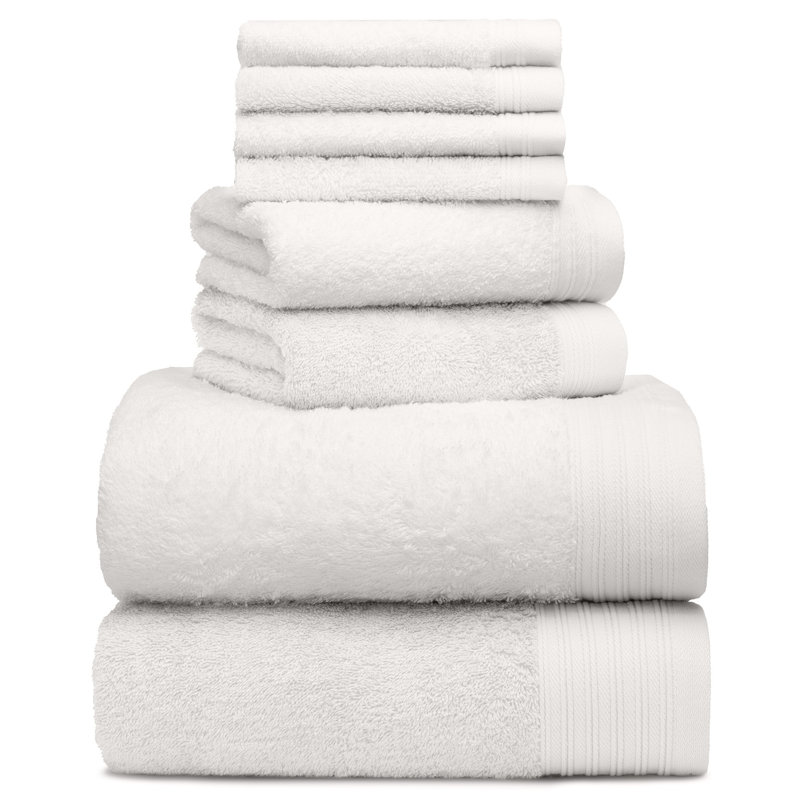 Ensemble de serviettes 8 pièces 100% coton Doncia, Blanc
