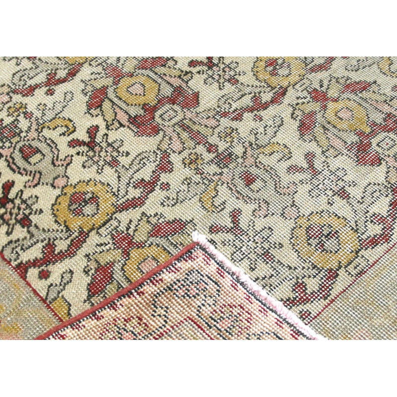 One-of-a-Kind Hand-Knotted 1960s 4'4" x 7' Wool Area Rug in Beige/Red/Yellow