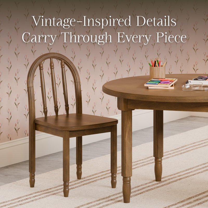 Liberty Play Table & Spindle Chairs Set, Natural Walnut