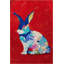 Tapis décoratif moderne rouge à motif de lapin multicolore rouge-1854678513