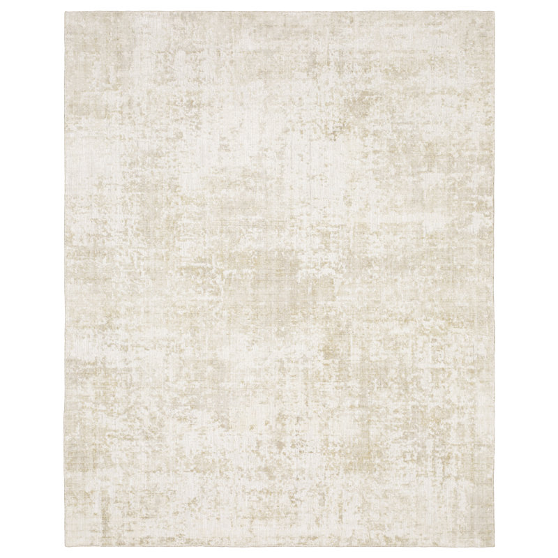 Tapis texturé en mélange de bois ivoire / beige Azaiah, Rectangle 8 pi 12 po x 11 pi 12 po