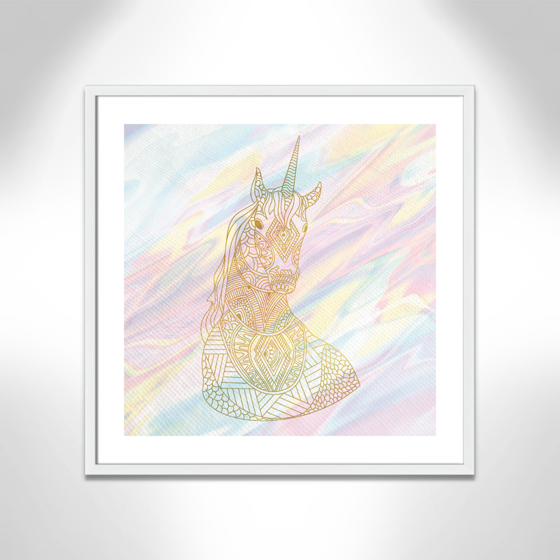Unicorn Dreaming 1, art encadré, H 27,5 po x l 27,5 po x P 1,19 po, Encadré de boîte blanc