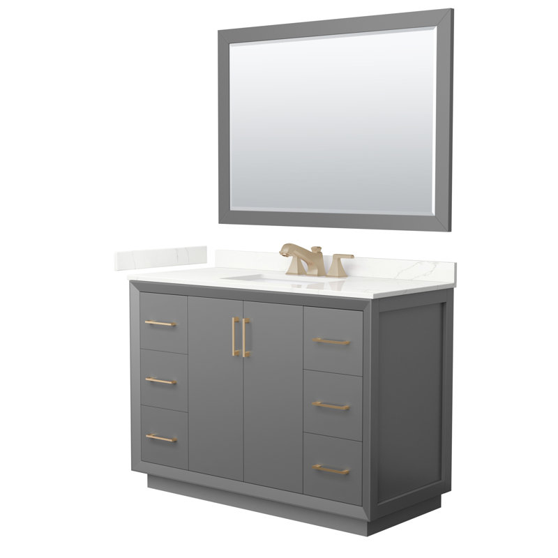 Strada 48'' W Single Vanity, Dark Gray, Giotto Quartz, Brushed Nickel