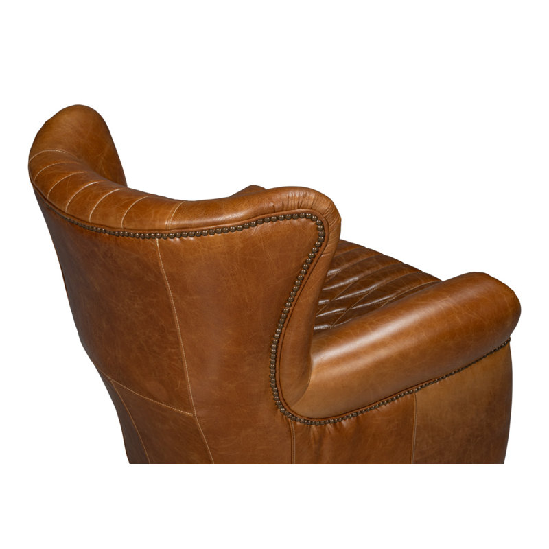 Bugatti Swivel Club Chair, Cuba Brown Genuine Leather