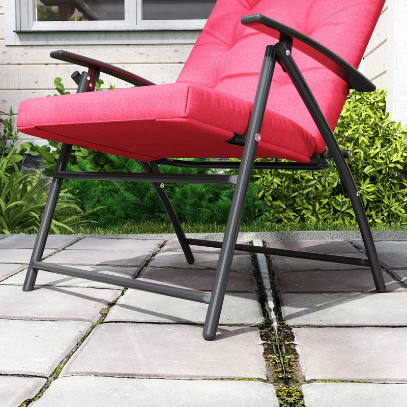 Méridienne, fauteuil inclinable rembourré en tissu avec accoudoirs, rouge