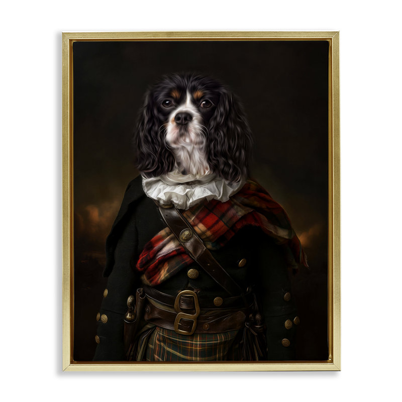 Cadre flottant pour chien Kilted Companion, design par Kelley Parker, H 21 po x l 17 po, Cadre flottant métallique doré