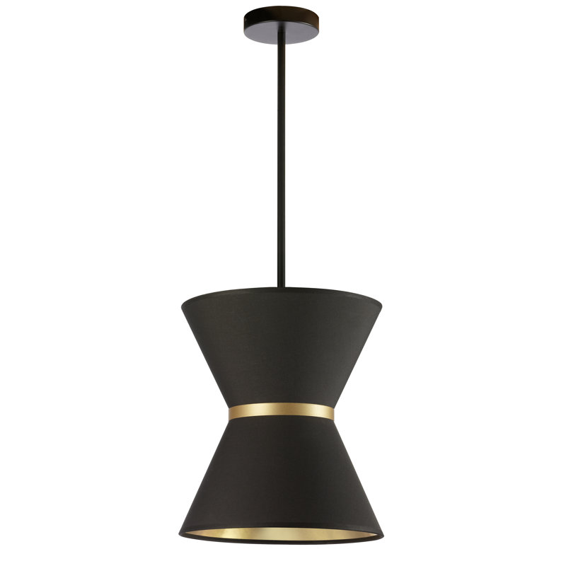 1 - Light Shaded Pendant, Black/Gold, Matte Black