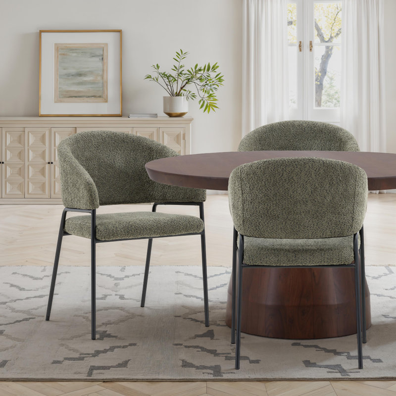 Cathey Upholstered Dining Chair, Fabric Olive