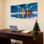«Northern Lights» arbre de Noël et camion rouge sur toile tendue, ensemble de 3 reproductions d'art