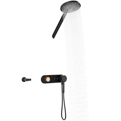 Système de douche thermostatique thermostatique avec douche à main magnétique, support réglable, conception moderne Slash