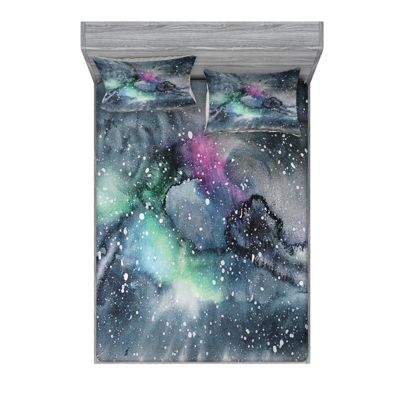 Microfiber Abstract Sheet Set, Queen Sheet Set with Fitted Sheet