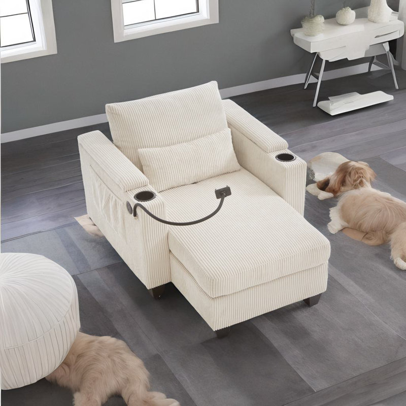 Canapé-lit 37,4 po, Beige