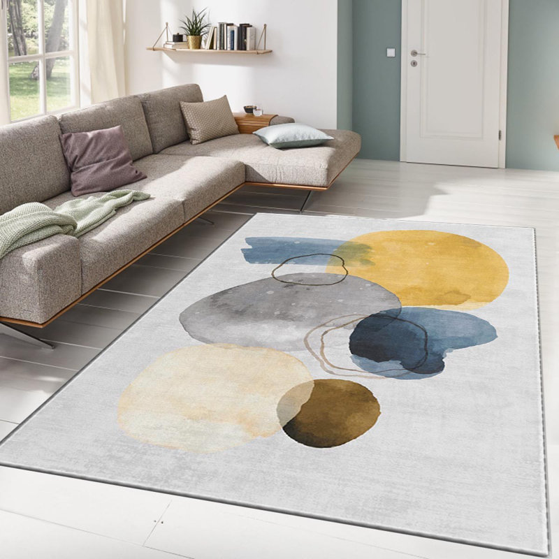 Luxurious Woven Carpet, 4.6 x 7.2 Feet | 100% Polyester, Non-Slip Felt Dot Underside, 0.4 in Pile Height | Machine Washable, Durable Raschel Knitting, Digital Printing | Perfect for Living Room & Bedroom Décor