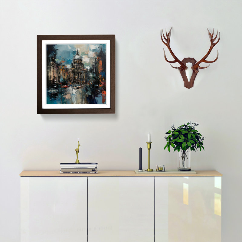 City Of Belfast Abstract Expressionism - Framed Print, Walnut