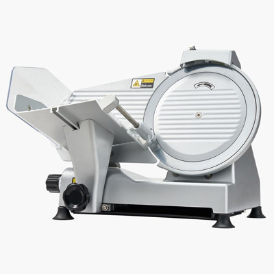 Trancheuse à viande, 21,66 po x 15,56 po x 18,51 po, alliage d'aluminium et acier inoxydable, 1 pièce, électrique, argent, lame de 10 po avec moteur de 320 W