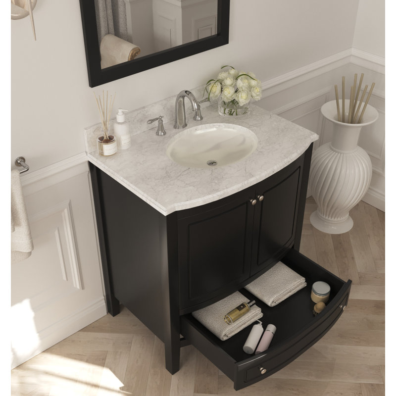 Ensemble de meuble-lavabo simple 32 po Augustin, Espresso, Blanc; gris