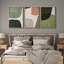 Mid-Century en forme de Tripyth vert, ovales multicolores abstraits, Mid-Century moderne, impression sur toile encadrée, 3 pièces, décoration murale-119385094-90847642