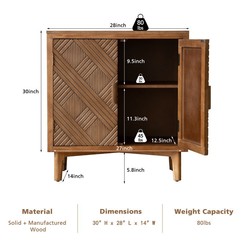 56"W Solid Wood Sideboard