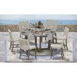4 Seats 5 Pcs Grade-A Weathered Teak Wood Dining Set: 60" Sema Round Table And 4 Alsoi Armless Chairs #11AI3500