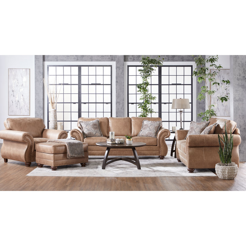 Macalla 91'' Faux Leather Sofa, Jetson Ginger/Vail Mountain