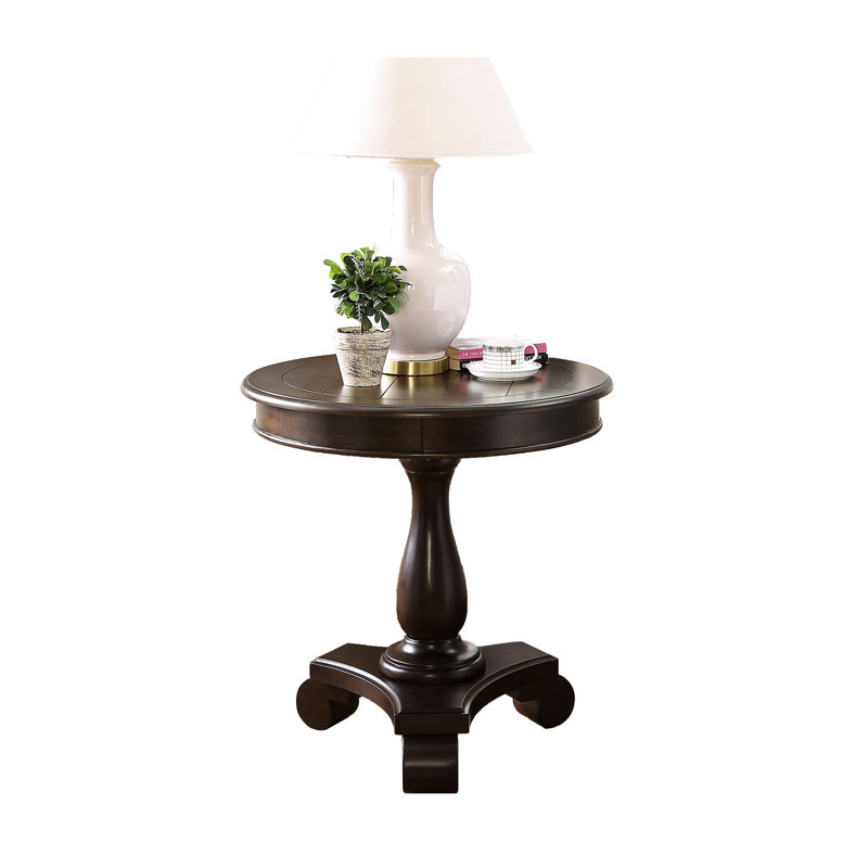 Table de bout en bois Finish - 26 po x 26,5 po, piédestal élégant de 26,5 po pratique et élégant, Espresso