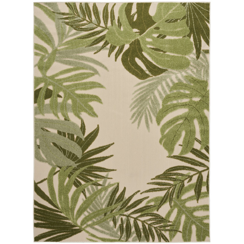Alvarie Machine Woven Floral Indoor / Outdoor Area Rug, Rectangle 3'6" x 5'6"